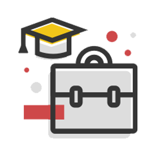 briefcase and graduation hat icon