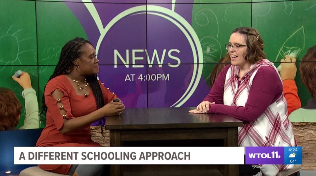 Two woman on a tv show