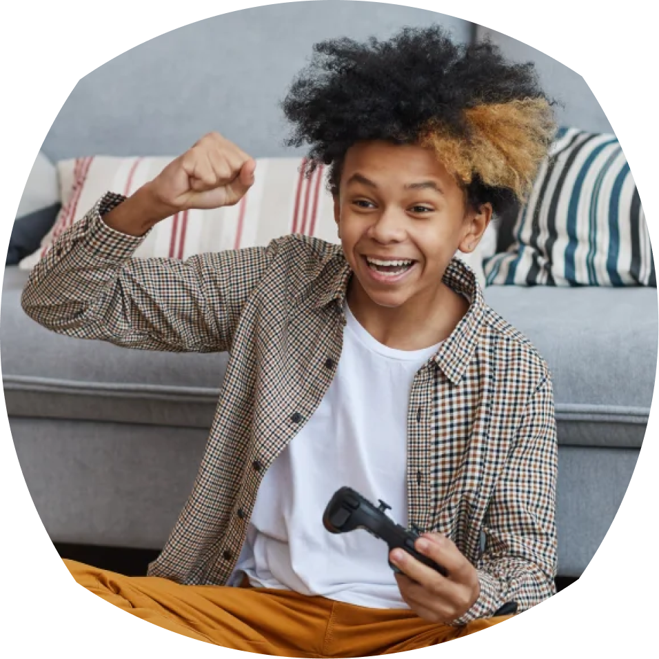 Student playing videogames